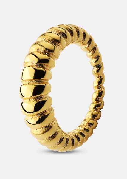 Sormus Bold Ribbed - 18k kultapäällysteinen