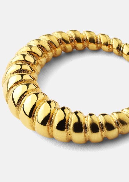 Sormus Bold Ribbed - 18k kultapäällysteinen