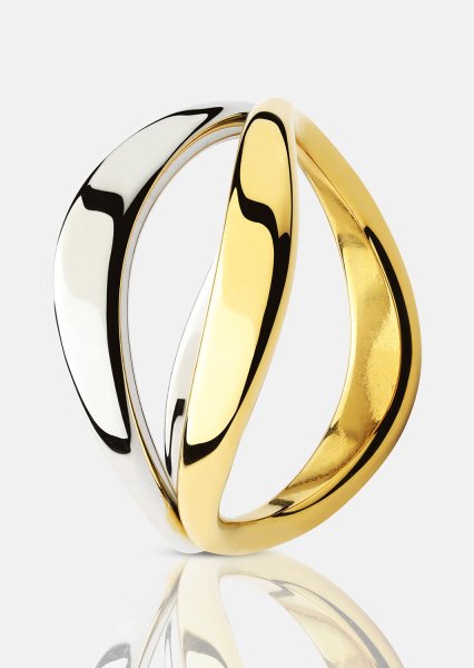 Sormus Bicolor Wave - 18k Kullattu