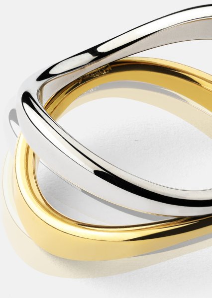 Sormus Bicolor Wave - 18k Kullattu