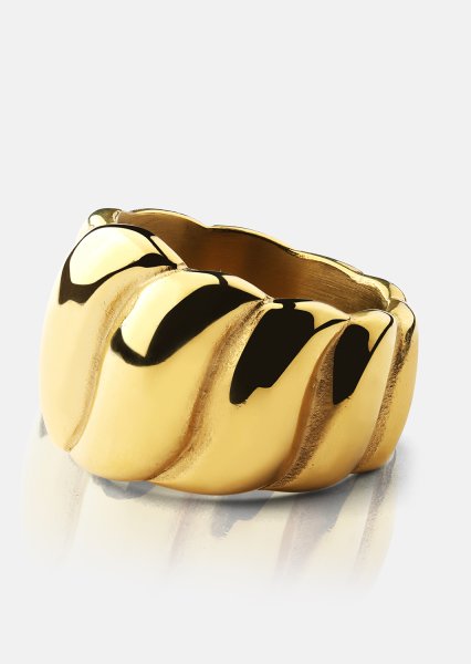 Sormus Bold Wave - 18K Kullattu