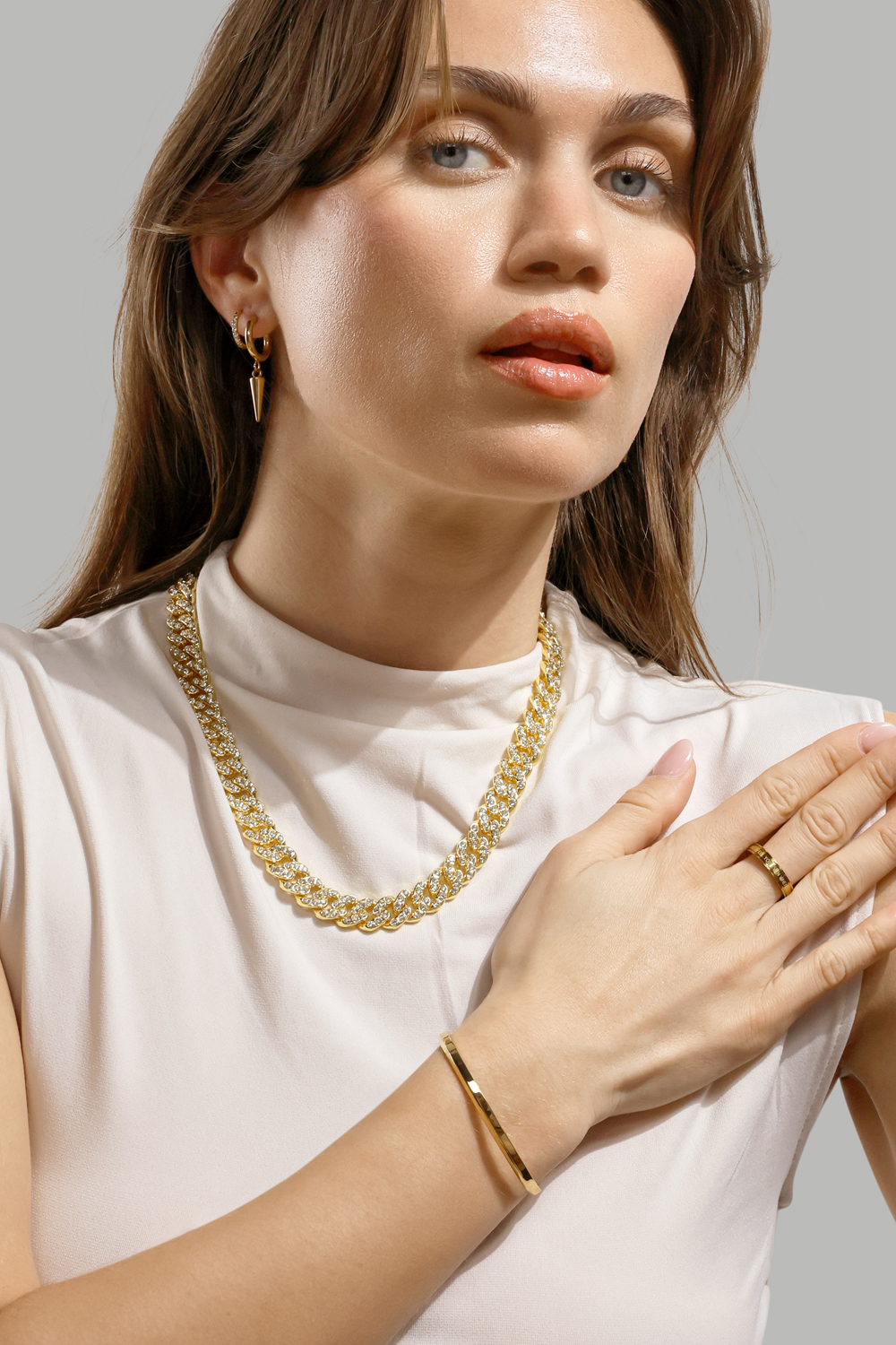 Sormus Plain Link - 18k Kullattu
