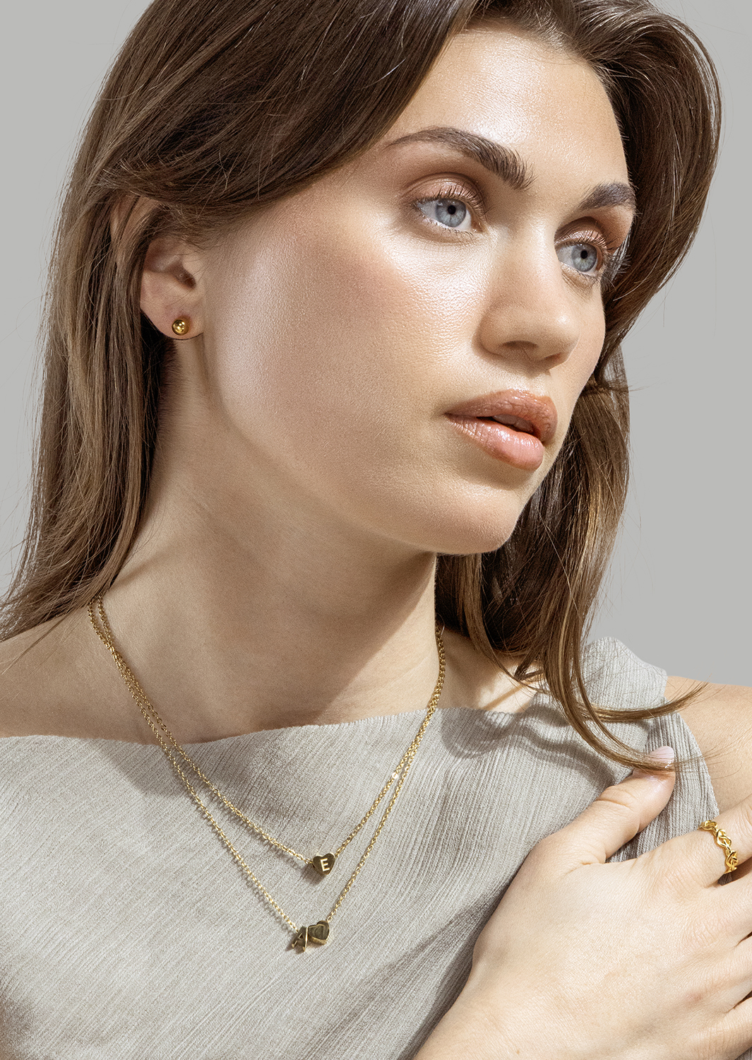 Sormus Heart Link - 18k Kullattu