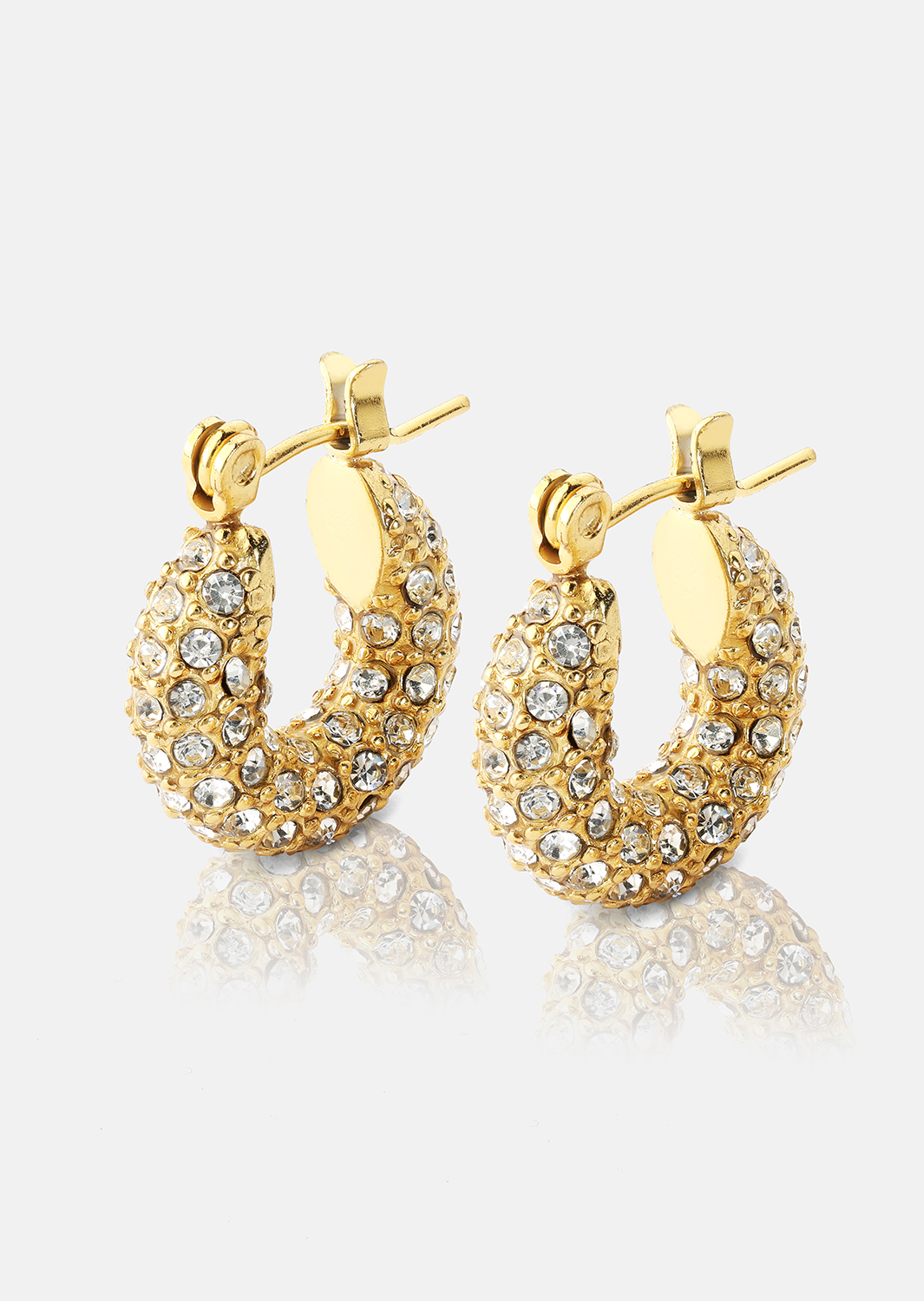 Chunky Pearl Hoop Earrings - 18k Kullatut