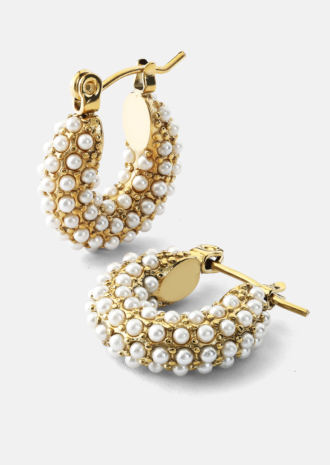 Chunky Pearl Hoop Korvakoru - 18k Kullattu