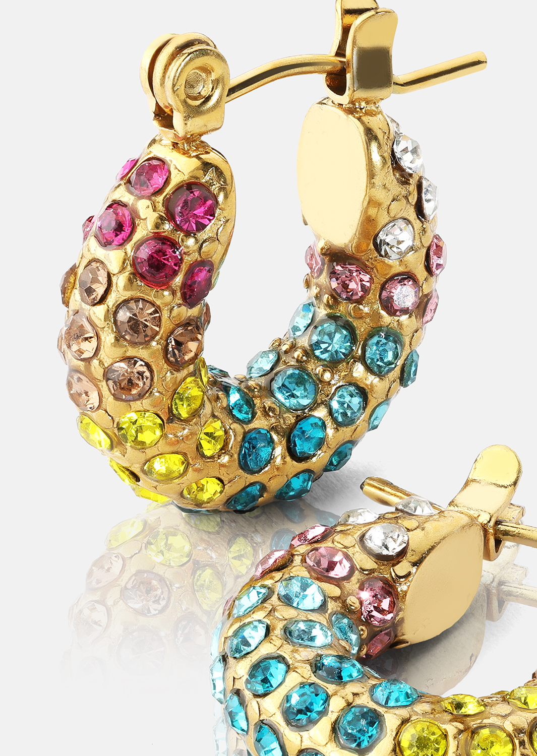 Colored Pearl Hoop Korvakoru - 18k Kullattu
