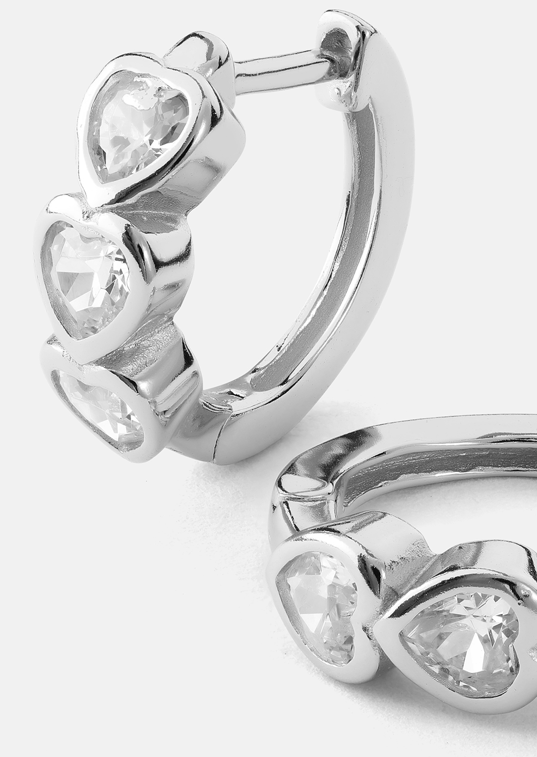 Korvakoru Heart Hoops - Hopeoitu
