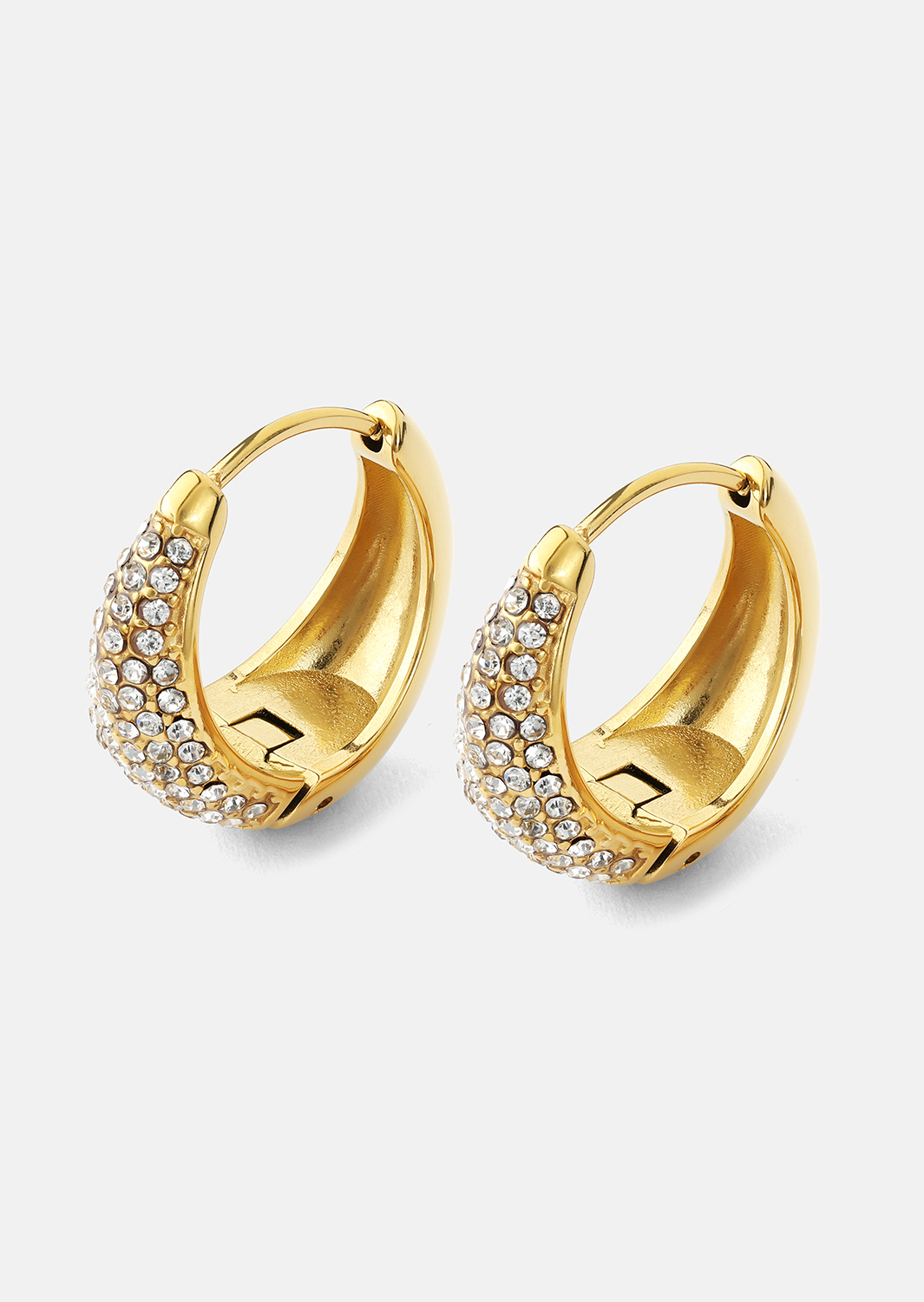 Korvakoru White Crystal Bold Hoops - 18k Kullattu
