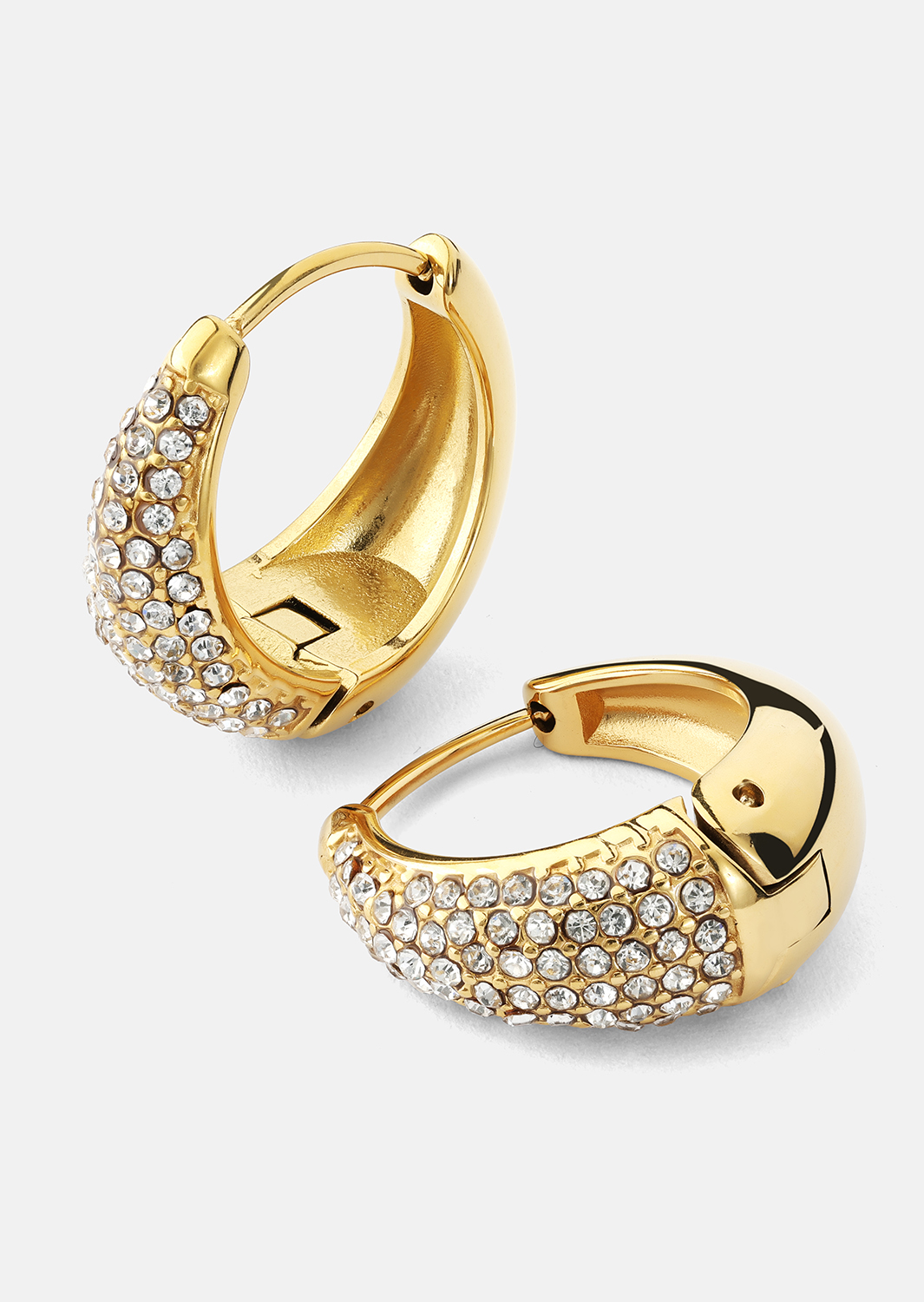 Korvakoru White Crystal Bold Hoops - 18k Kullattu