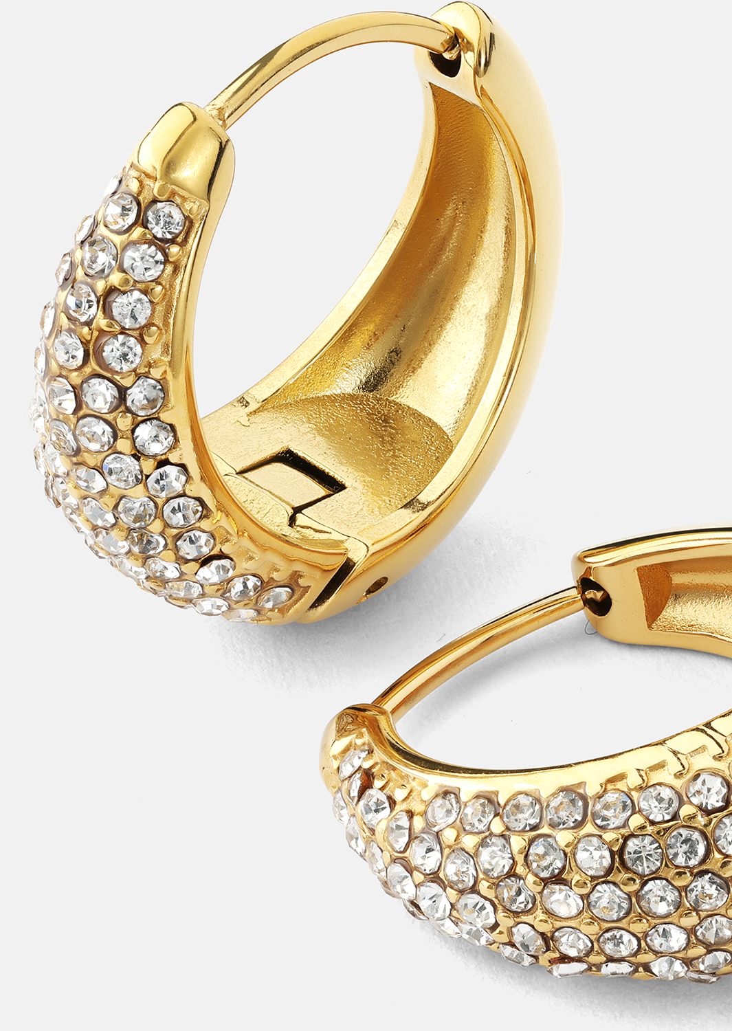 Korvakoru White Crystal Bold Hoops - 18k Kullattu