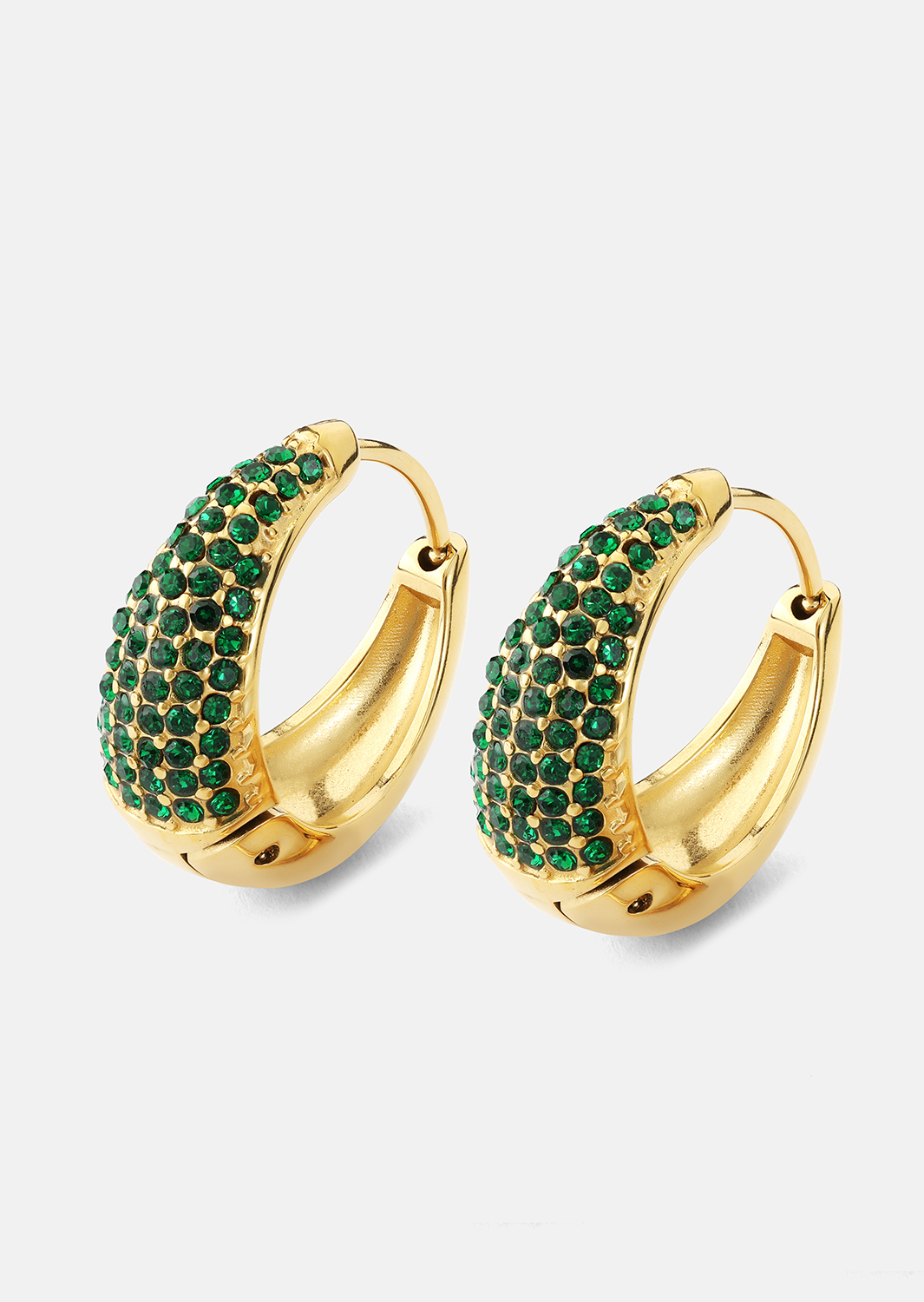 Korvakoru Green Crystal Hoop - 18k Kullattu