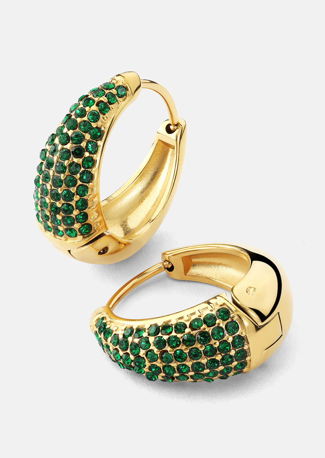 Korvakoru Green Crystal Hoop - 18k Kullattu