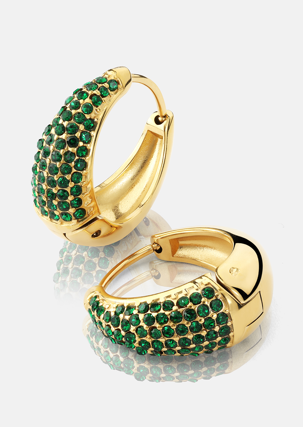 Korvakoru Green Crystal Hoop - 18k Kullattu