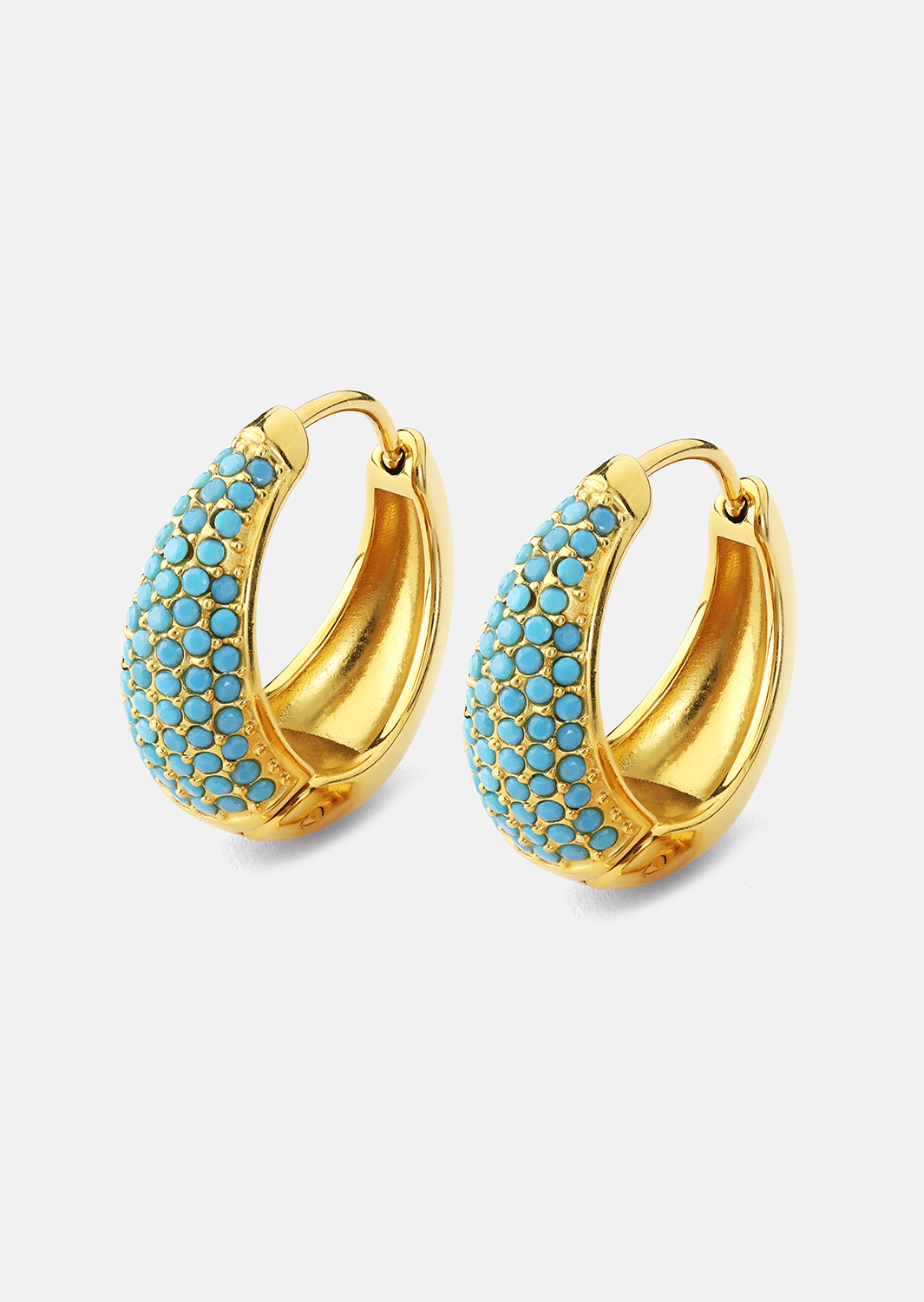 Korvakoru Turquoise Crystal Bold Hoops - 18k Kullattu