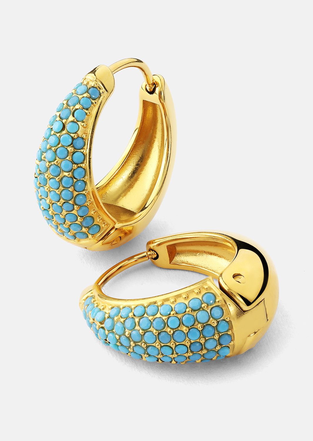 Korvakoru Turquoise Crystal Bold Hoops - 18k Kullattu