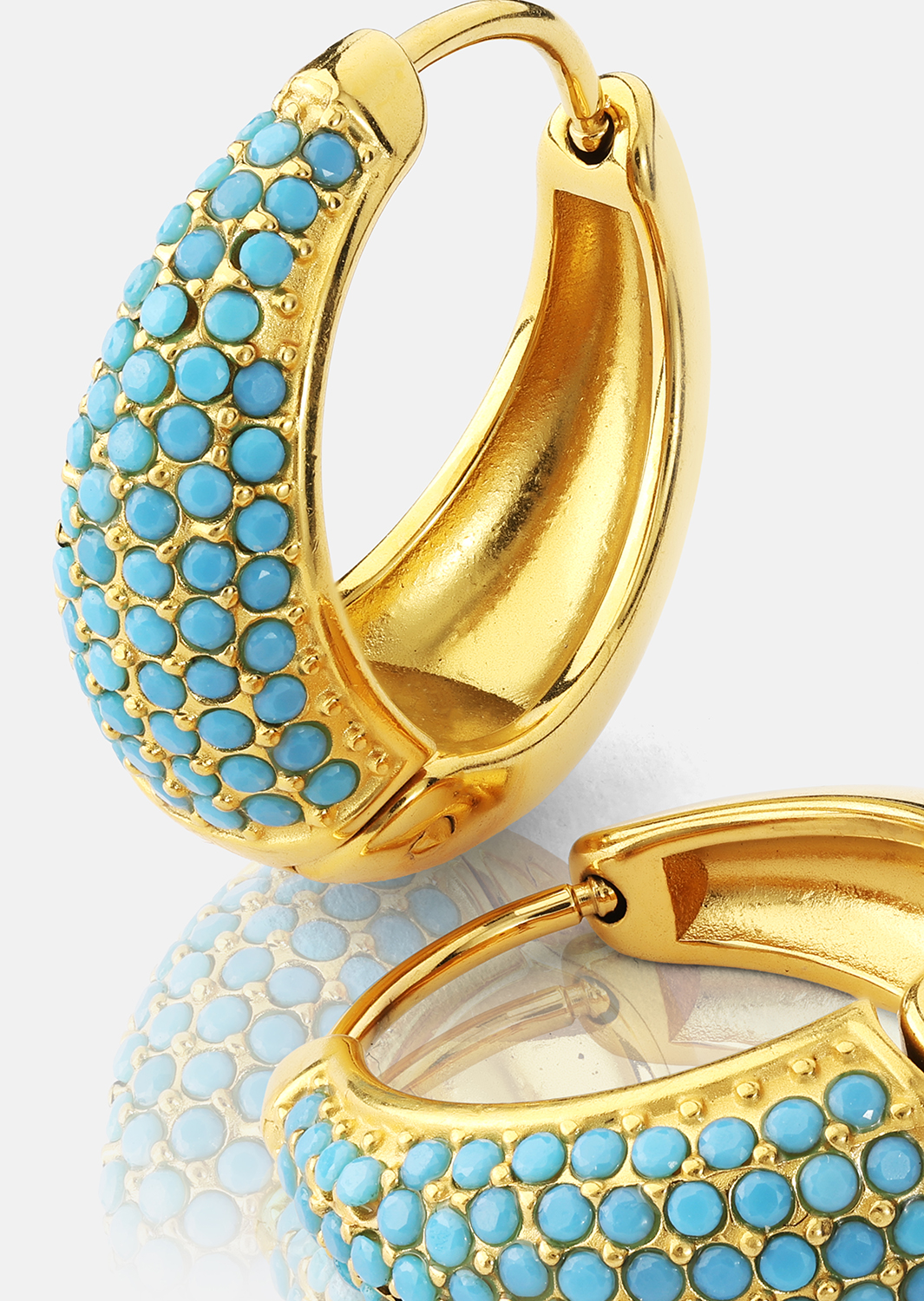 Korvakoru Turquoise Crystal Bold Hoops - 18k Kullattu