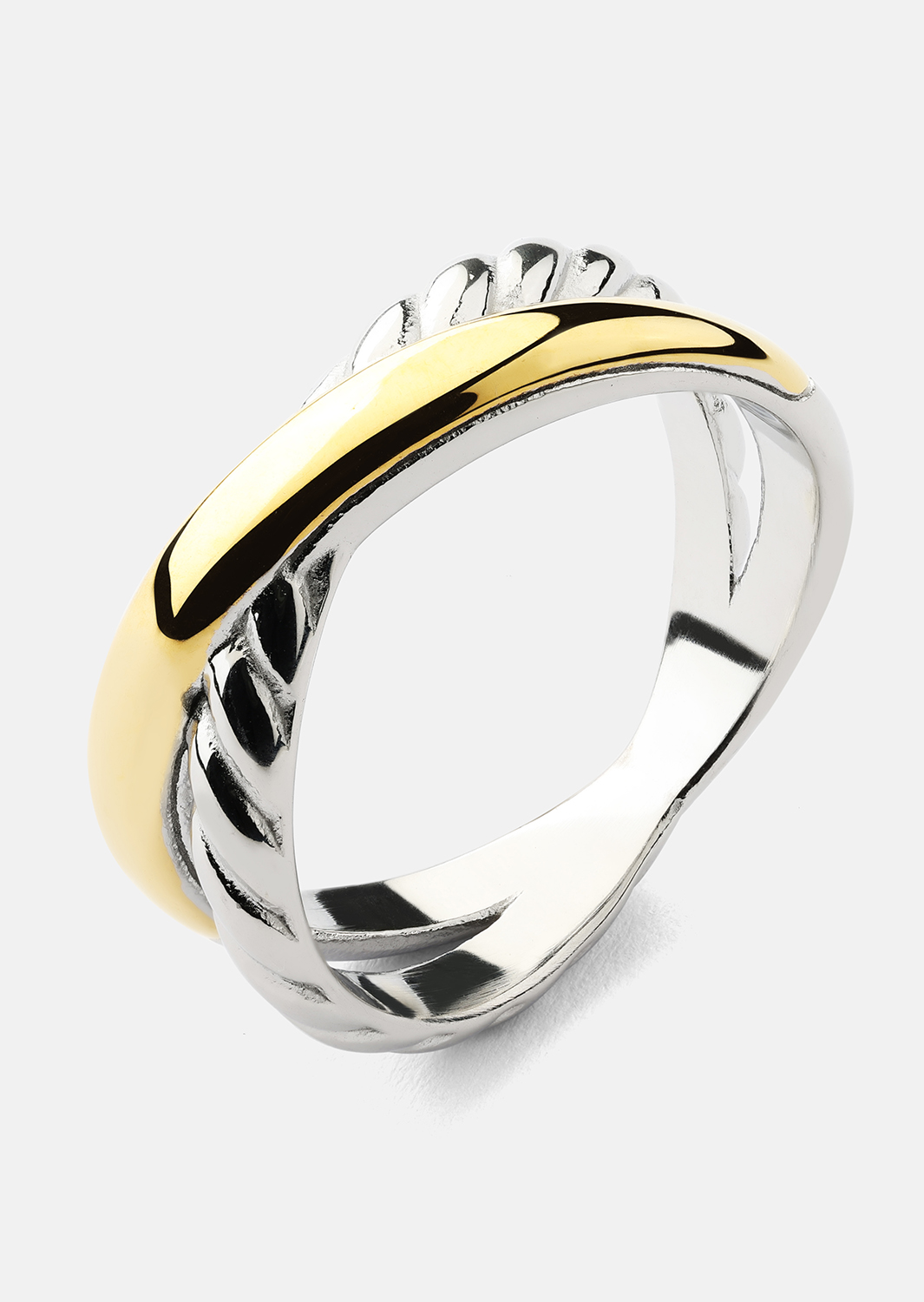 Sormus Golden Silver Twist - 18k Kullattu