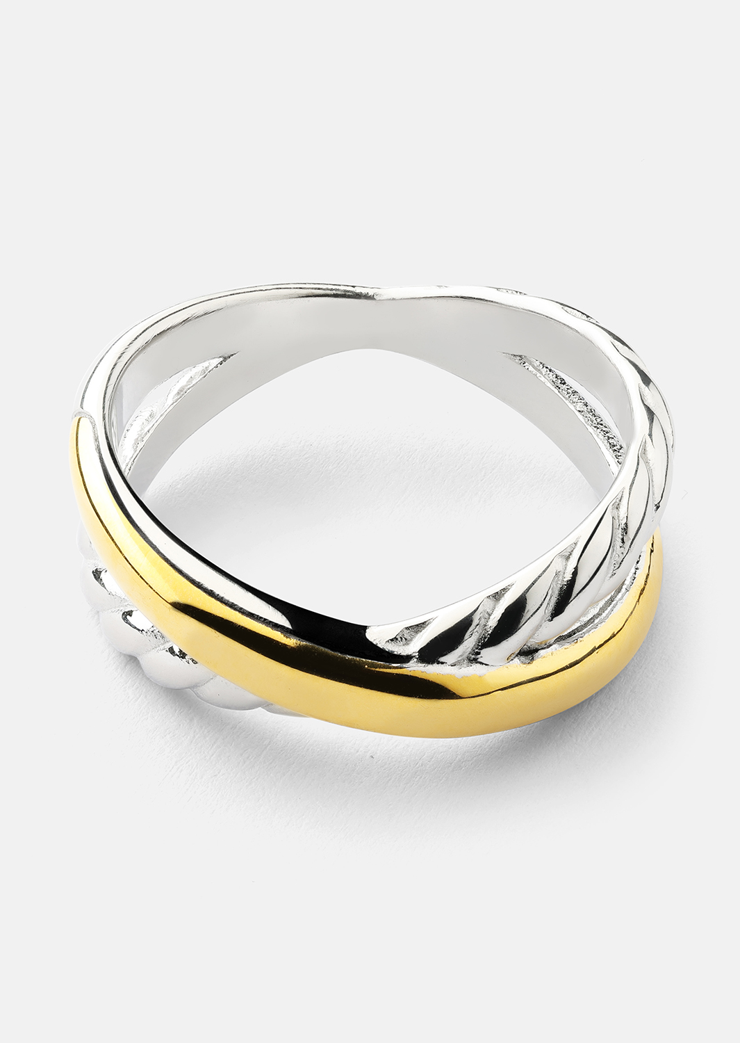 Sormus Golden Silver Twist - 18k Kullattu