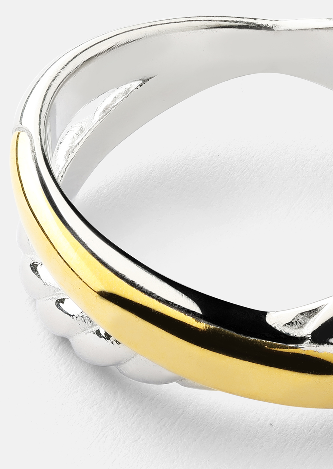 Sormus Golden Silver Twist - 18k Kullattu