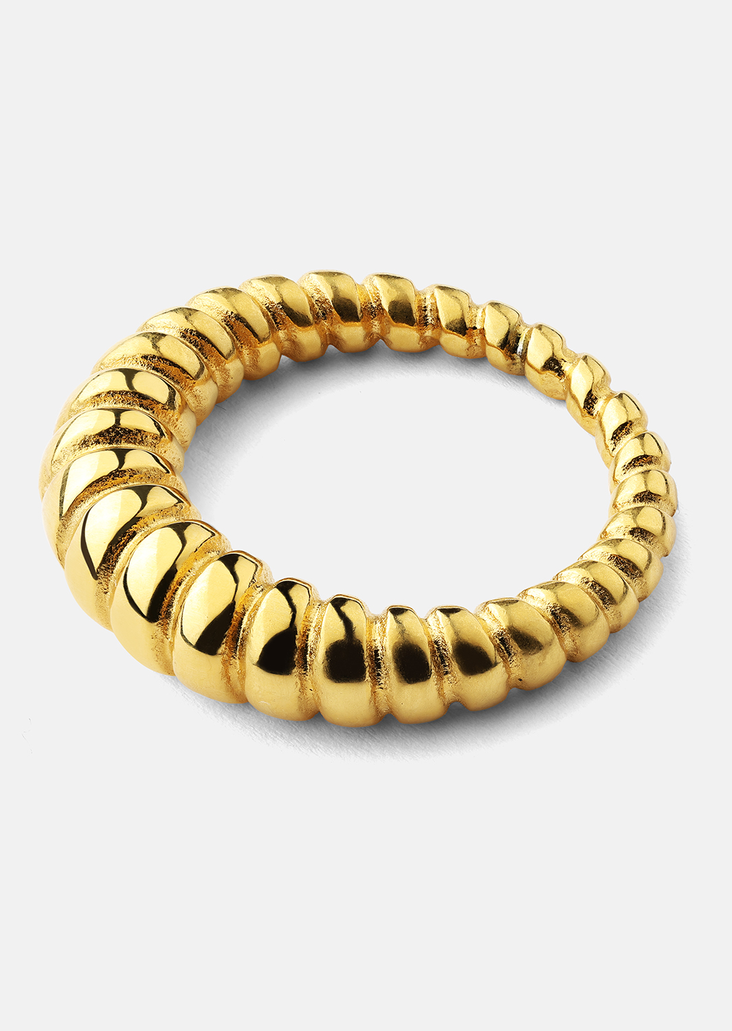 Sormus Bold Ribbed - 18k kultapäällysteinen