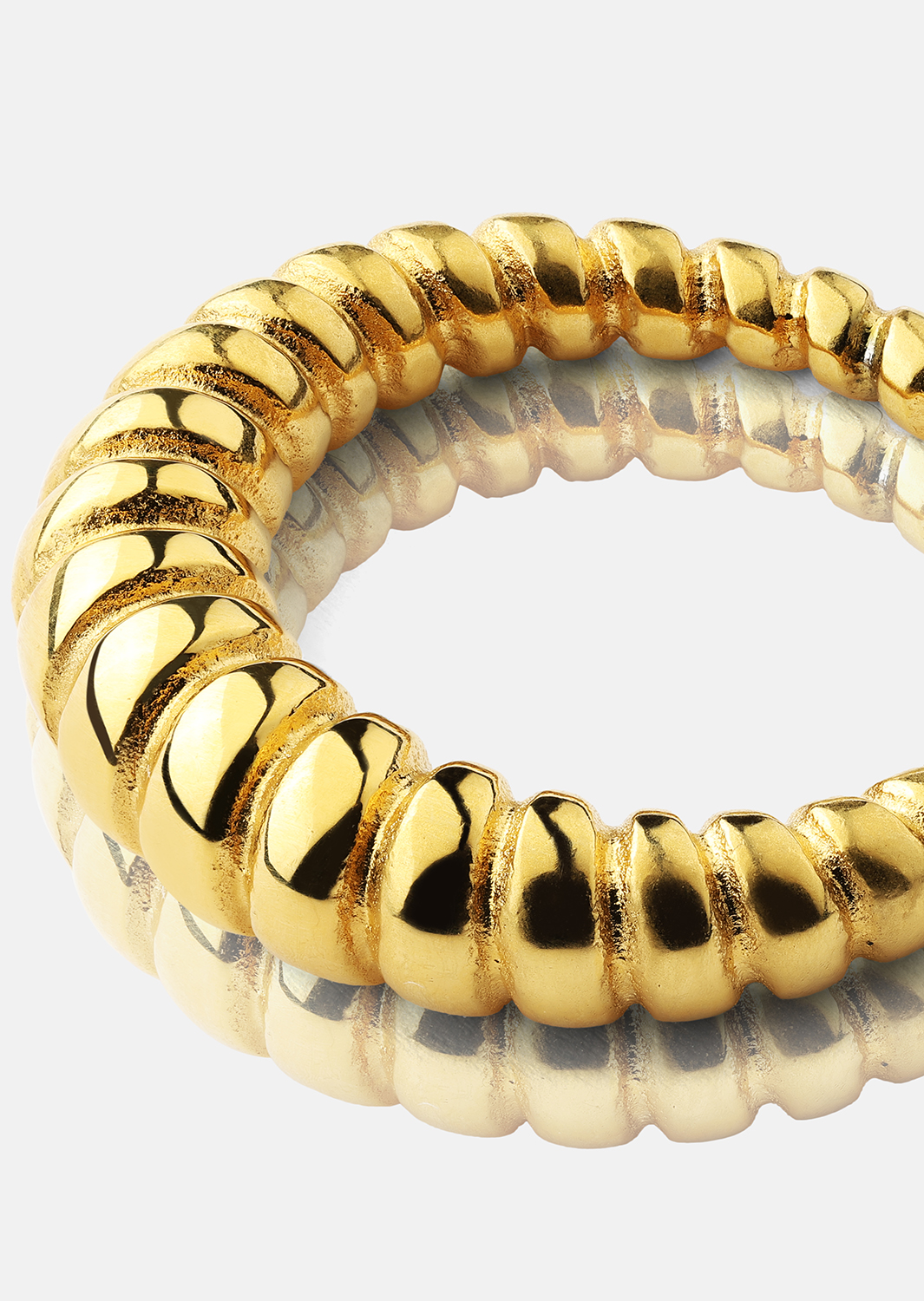 Sormus Bold Ribbed - 18k kultapäällysteinen
